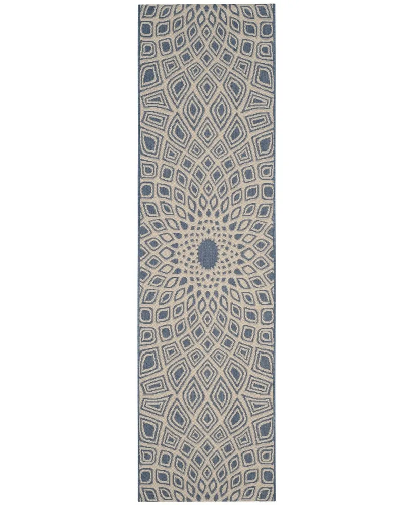 Safavieh Courtyard CY6616 Blue and Beige 2'3" x 8' Sisal Weave Runner Outdoor Area Rug