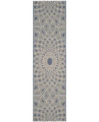 Safavieh Courtyard CY6616 Blue and Beige 2'3" x 8' Sisal Weave Runner Outdoor Area Rug