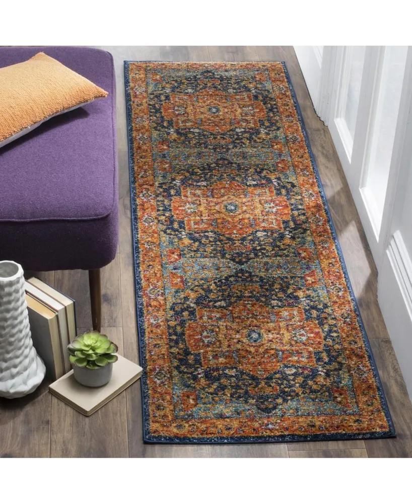 Safavieh Evoke EVK275 Blue and Orange 2'2" x 7' Runner Area Rug