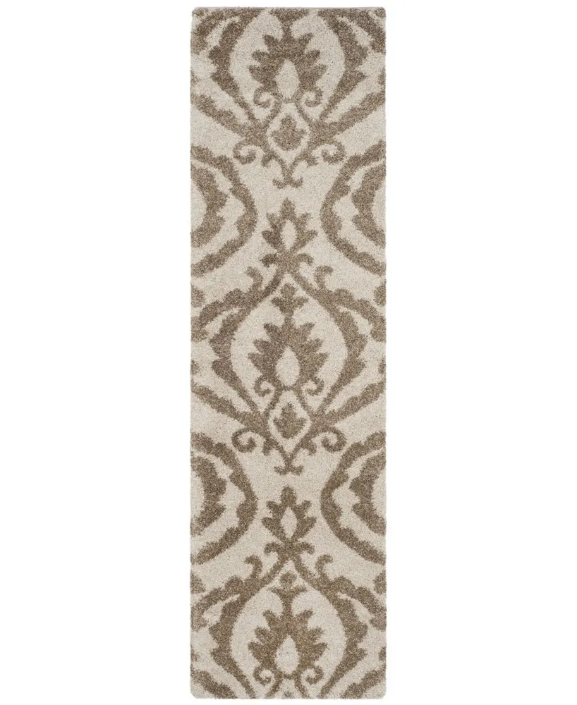 Safavieh Florida Shag SG469 Cream and Beige 2'3" x 8' Runner Area Rug