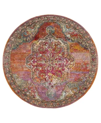 Safavieh Crystal CRS502 Orange and Light Blue 7' x 7' Round Area Rug