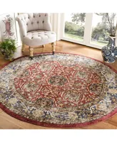 Safavieh Bijar BIJ632 Red and Royal 6'7" x 6'7" Round Area Rug