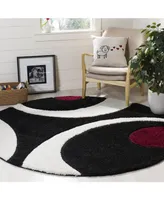 Safavieh Florida Shag SG474 Black and Ivory 6'7" x 6'7" Round Area Rug