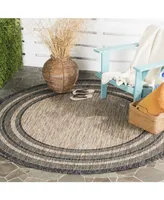 Safavieh Courtyard CY8475 Natural and Black 6'7" x 6'7" Round Outdoor Area Rug