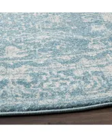 Safavieh Evoke EVK270 Light Blue and Ivory 6'7" x 6'7" Round Area Rug