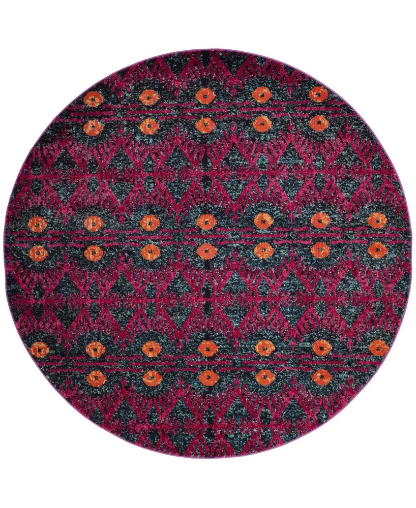 Safavieh Monaco MNC213 Pink and Multi 6'7" x 6'7" Round Area Rug