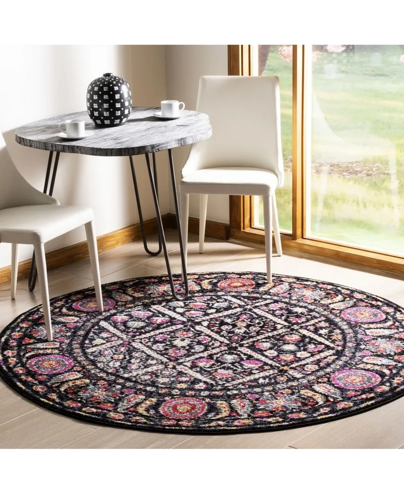 Safavieh Adirondack 203 Black and Fuchsia 6' x 6' Round Area Rug