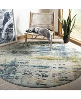 Safavieh Monaco MNC259 Blue and Gray 6'7" x 6'7" Round Area Rug