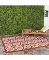 Safavieh Courtyard CY7476 Beige and Red 5'3" x 7'7" Sisal Weave Outdoor Area Rug