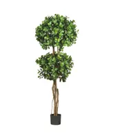 Nearly Natural 5.5' Eucalyptus Double Ball Topiary Faux Silk Tree