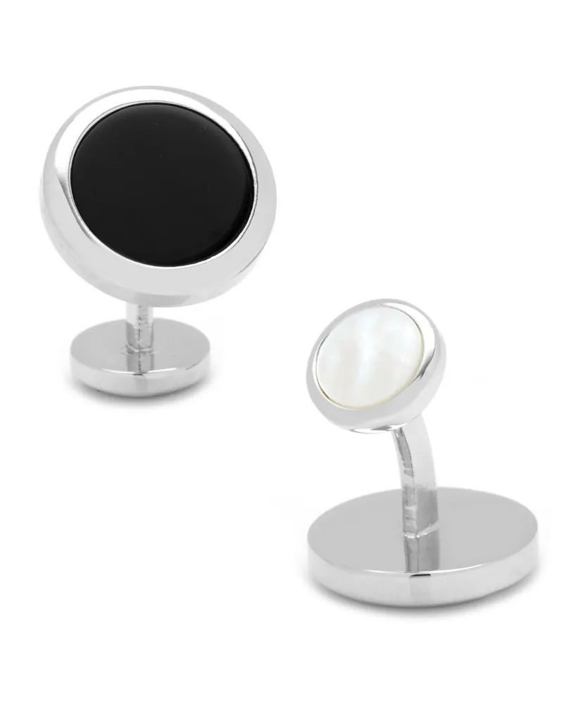 Double Sided Onyx Round Beveled Cufflinks