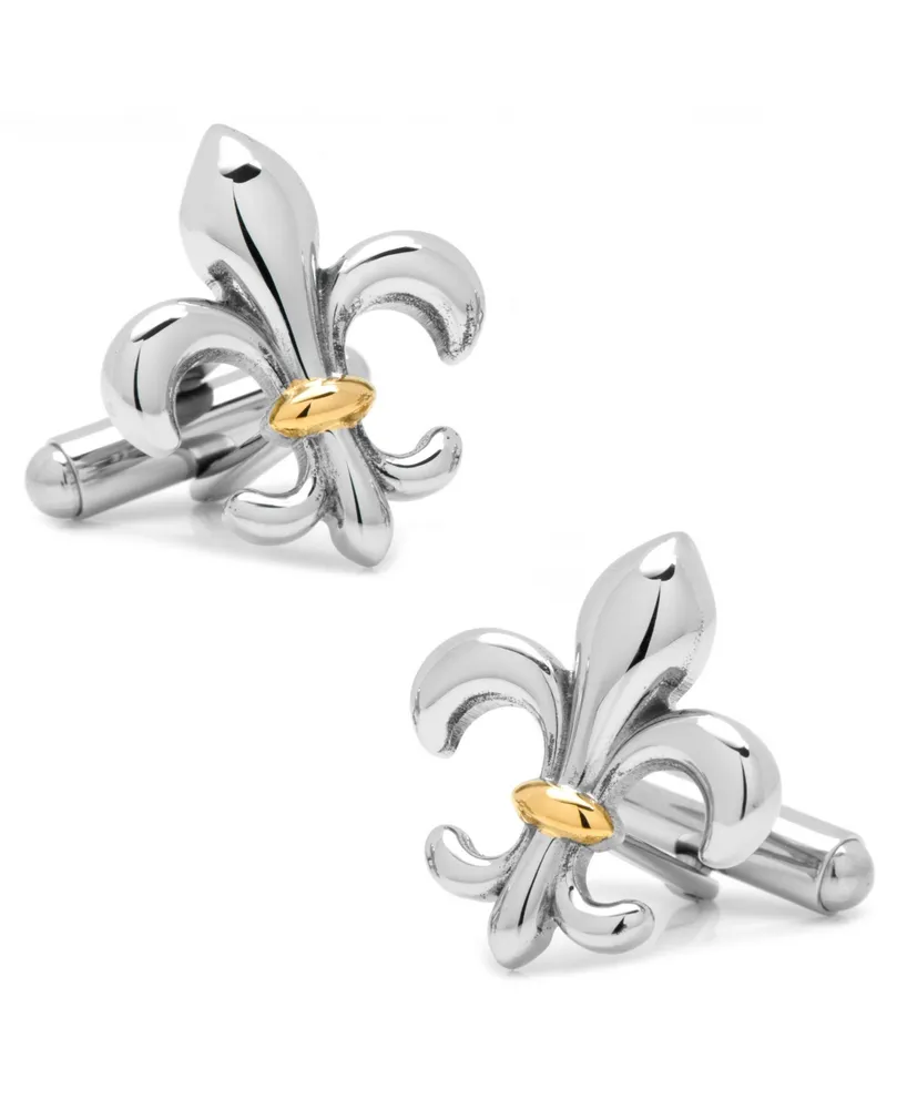 Stainless Steel Two-Tone Fleur De Lis Cufflinks