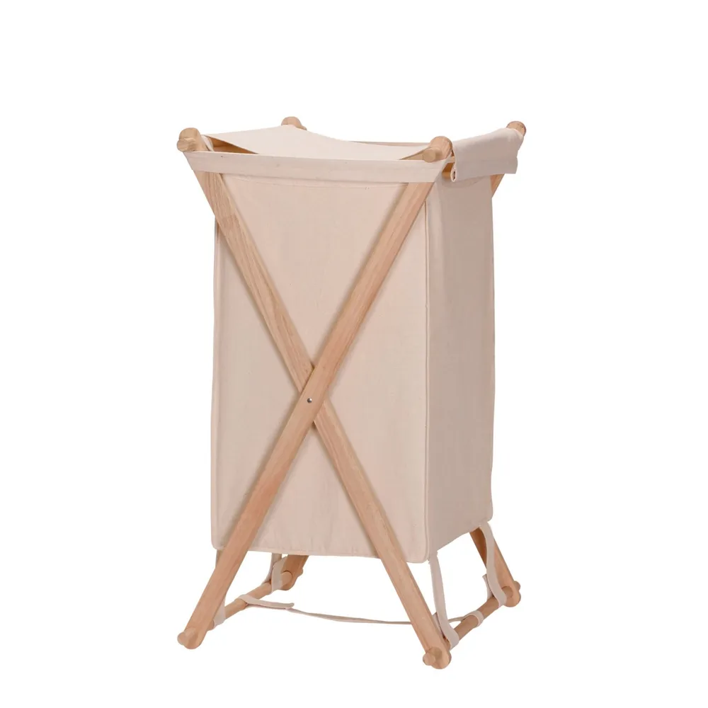 Household Essentials Collapsible Wood X-Frame Laundry Hamper