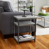 Household Essentials Slate Faux Concrete Low Side Table