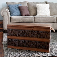 Household Essentials Metal Banded Wooden Storage Trunk