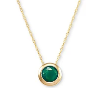 Birthstone 18" Bezel Pendant Necklace 14k Gold