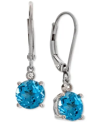 Blue Topaz (3-1/3 ct. t.w.) & Diamond Accent Drop Earrings in 14k Rose Gold (Also Available in Citrine & Amethyst)