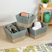 Honey Can Do Set of 3 Square Nesting Seagrass Baskets