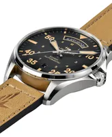 Hamilton Men's Swiss Automatic Khaki Pilot Brown Leather Strap Watch 42mm