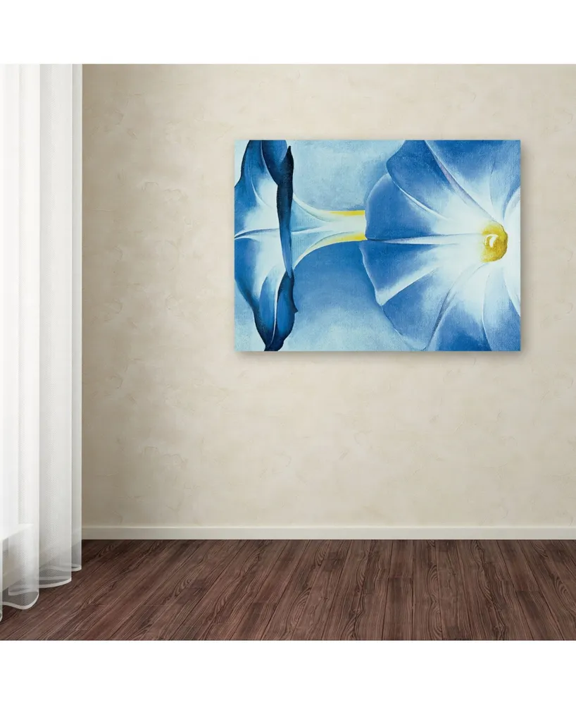 Georgia O'Keefe 'Blue Morning Glories' Canvas Art - 19" x 14" x 2"