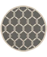 Safavieh Courtyard CY6009 Anthracite and Beige 5'3" x 5'3" Sisal Weave Round Outdoor Area Rug