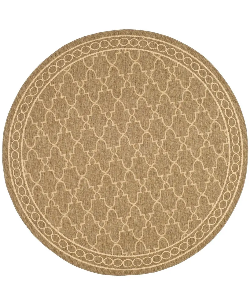 Safavieh Courtyard CY5142 Dark Beige and Beige 6'7" x 6'7" Round Outdoor Area Rug