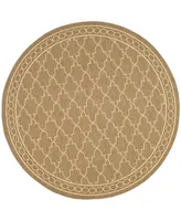 Safavieh Courtyard CY5142 Dark Beige and Beige 6'7" x 6'7" Round Outdoor Area Rug