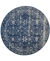 Safavieh Evoke EVK270 Navy and Ivory 6'7" x 6'7" Round Area Rug