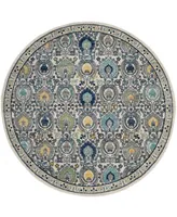 Safavieh Evoke EVK251 Ivory and Gray 6'7" x 6'7" Round Area Rug