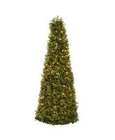 Nearly Natural 39" Boxwood Cone w/ Lights