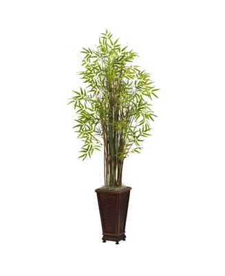 Nearly Natural 5.5' Grass Bamboo Plant w/ Decorative Planter