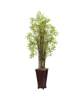 Nearly Natural 5.5' Grass Bamboo Plant w/ Decorative Planter