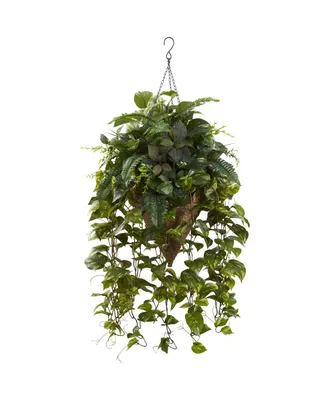 Nearly Natural Vining Mixed Greens w/ Cone Hanging Basket