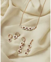 lonn & lilly Gold-Tone & Imitation Mother-of-Pearl Flower Linear Drop Earrings