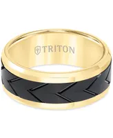 Men's Black Tread Design Band Tungsten Carbide