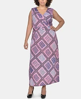 Ny Collection Plus Size Printed Wrap-Front Maxi Dress