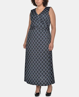 Ny Collection Plus Printed Wrap-Front Maxi Dress