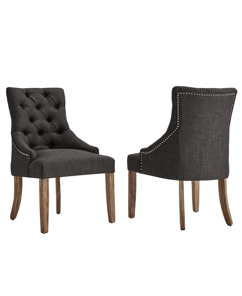 Alvia Button Tufts Wingback Hostess Chair Set Of 2