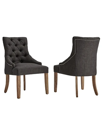 Alvia Button Tufts Wingback Hostess Chair Set Of 2