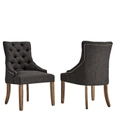 Alvia Button Tufts Wingback Hostess Chair Set Of 2