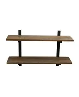 Alaterre Pomona 36" W Metal and Solid Wood Wall Shelf