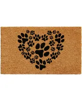 Home & More Heart Paws Natural Coir/Vinyl Doormat, 24" x 36"