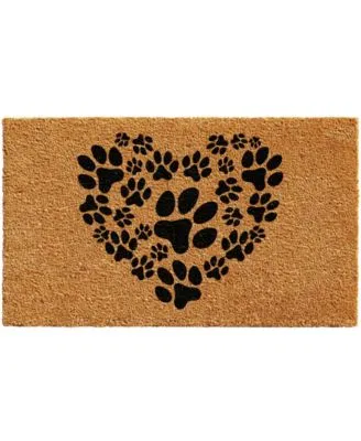 Home More Heart Paws Natural Coir Vinyl Doormats
