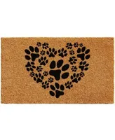 Home More Heart Paws Natural Coir Vinyl Doormats