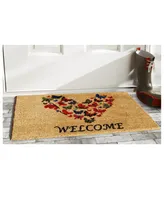 Home & More Butterfly Welcome Coir/Vinyl Doormat, 17" x 29"