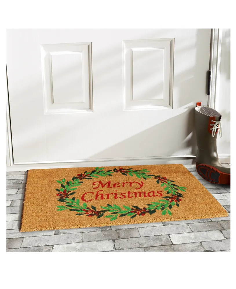 Home & More Christmas Wreath Coir/Vinyl Doormat, 17" x 29"