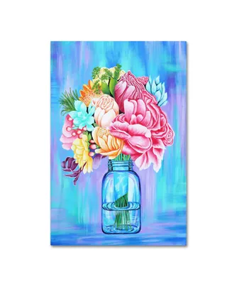 Michelle Faber 'Colorful Flowers In Mason Jar' Canvas Art