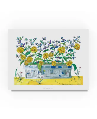 Lisa Katharina 'Marigolds And Walvia And Weed' Canvas Art - 24" x 18" x 2"
