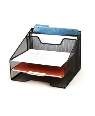 Mind Reader Mesh Desk Organizer 5 Trays Desktop Document Letter Tray for Folders, Mail, Stationary