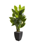 Nearly Natural 63" Spathiphyllum Artificial Plant in Black Planter (Real Touch)